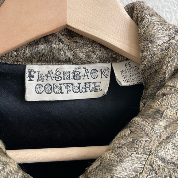 FLASHBACK COUTURE Vintage 90s Khaki Olive Velvet Carpet Button Up Blazer Jacket - Picture 6 of 9